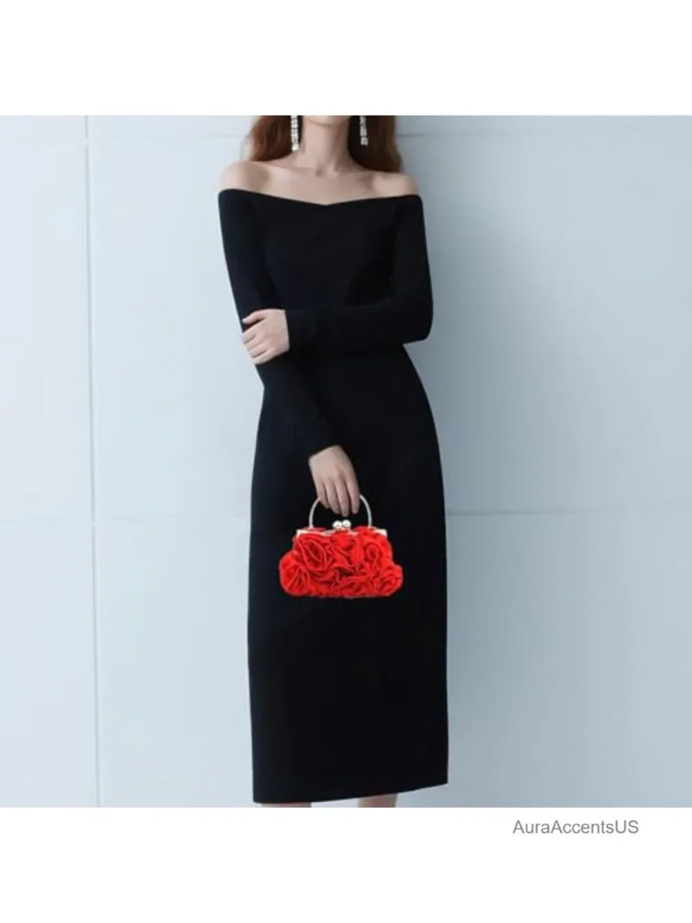 Evening Clutch Bag Satin Small Purse with Detachable Strap for Wedding Party